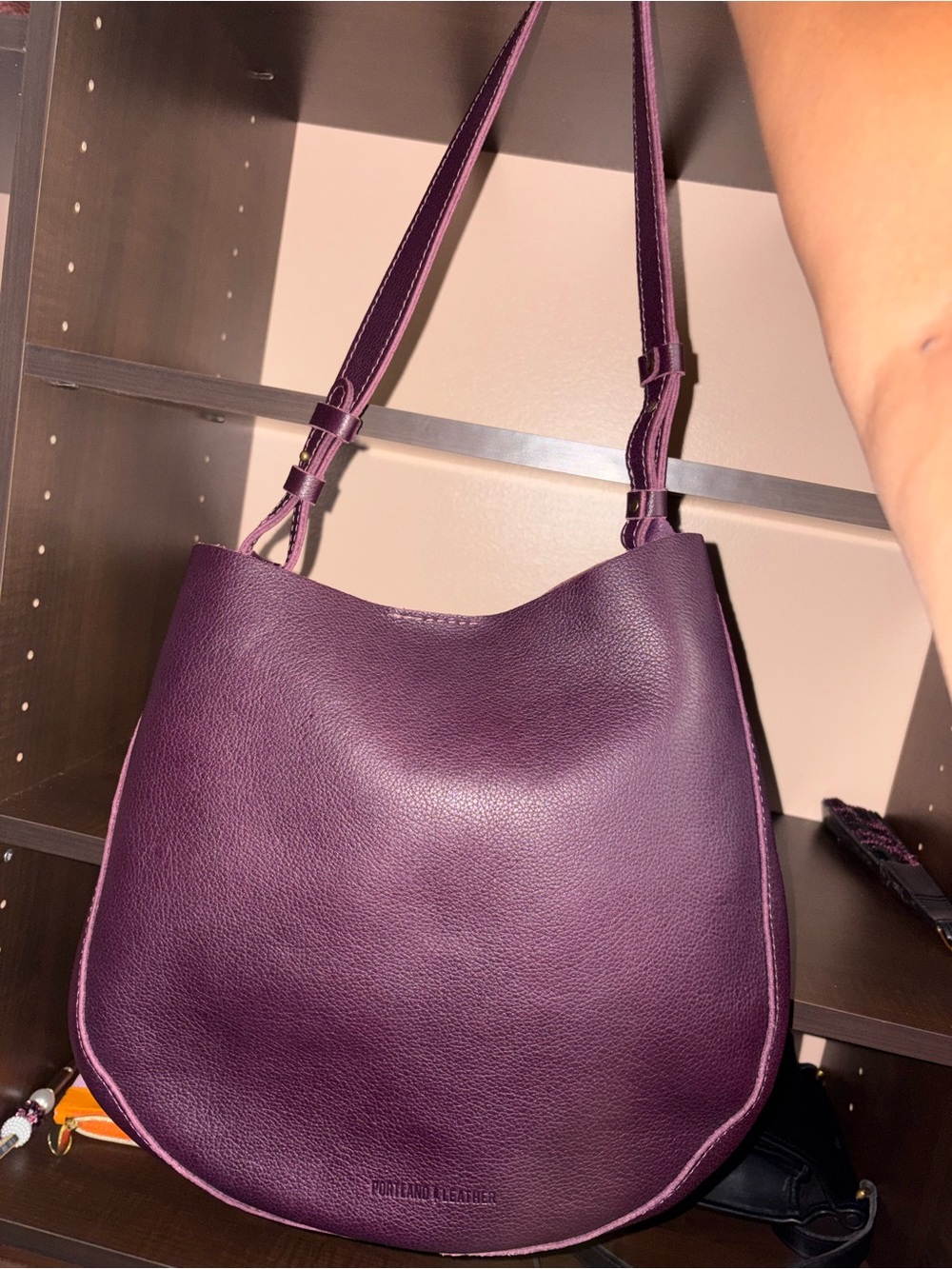 Portland leather large Plum Olivia